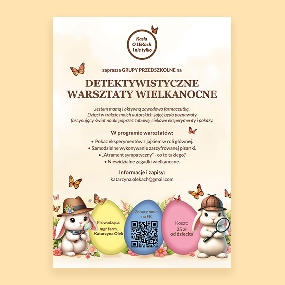 Plakat: Detektywistyczne warsztaty wielkanocne