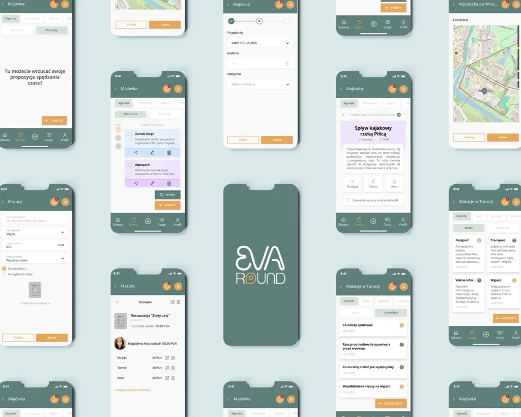 Widok mobilny aplikacji Evaround