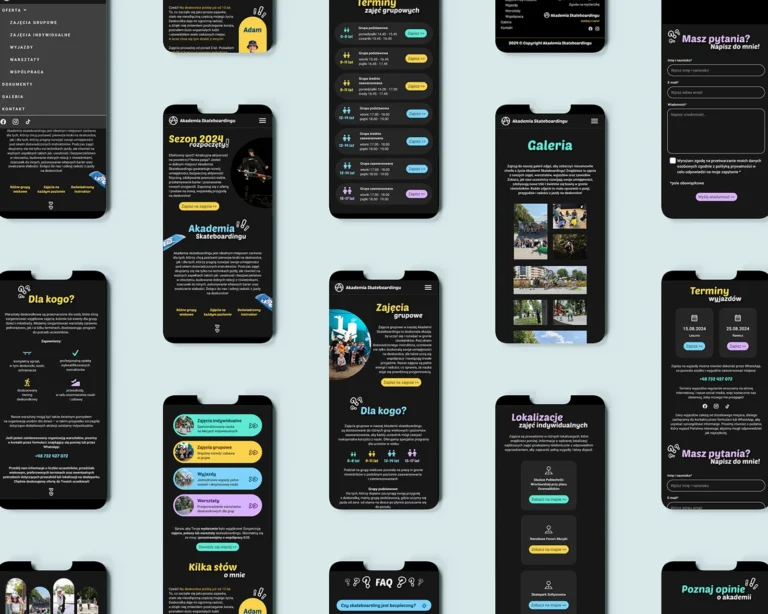 artykuły Strona internetowa dla Akademii Skateboardingu